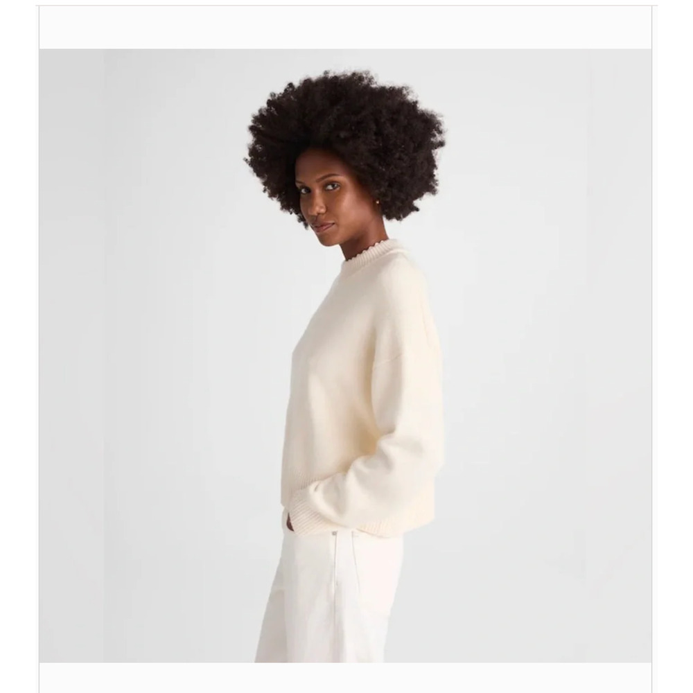 Madewell SoftWool Boxy Crewneck Oversized Sweater XS NWT Cream Cloud NT602 - Picture 3 of 7